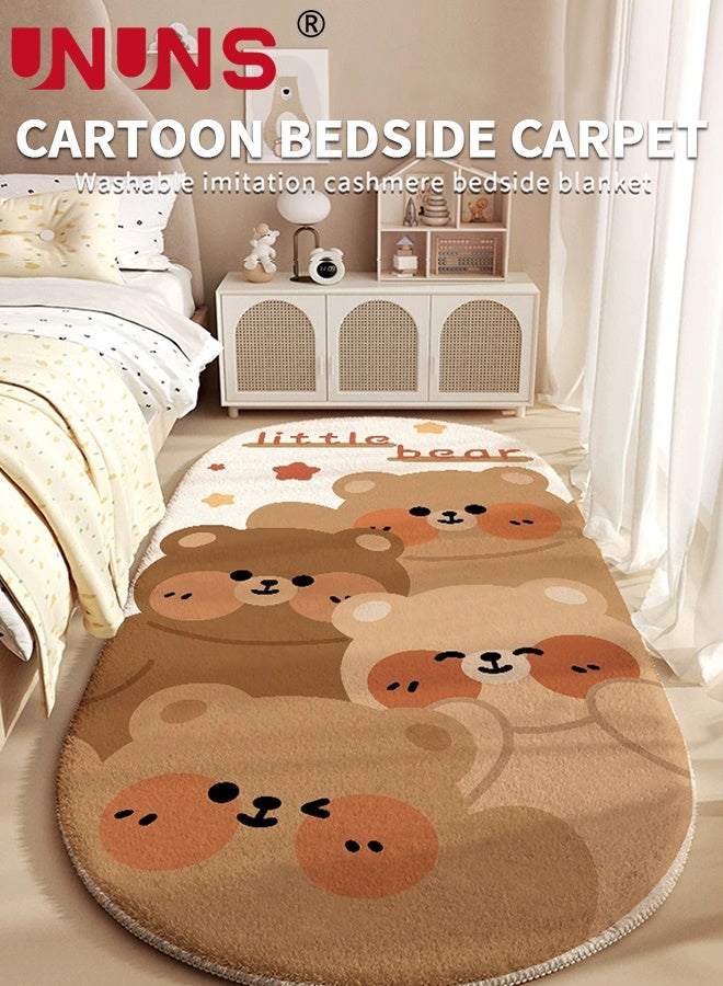 UNUNS Bedroom Mat,Cartoon Bedroom Rug,Comfortable And Soft Faux Cashmere Rug,Area Rugs for Bedroom,Cute Carpet Kid Funny Cartoon Rugs,Room Decor(Bear,60*120cm) - Image 3